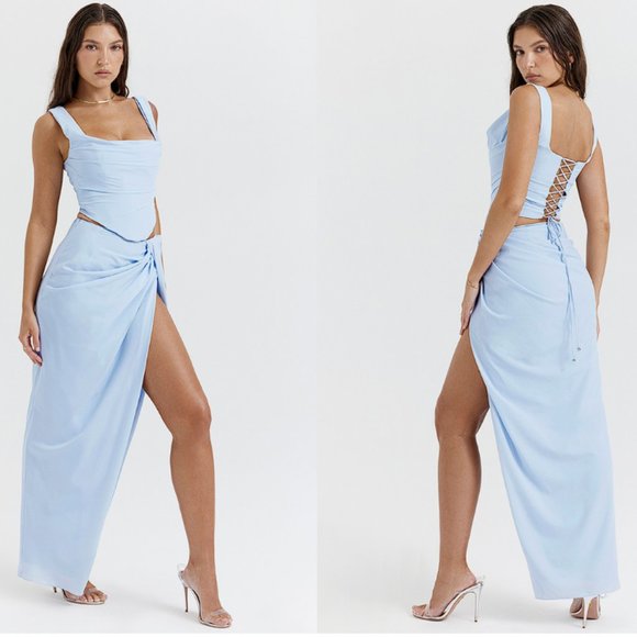 House of CB 'Vesper' Soft Blue Maxi Skirt NWOT - Picture 5 of 10